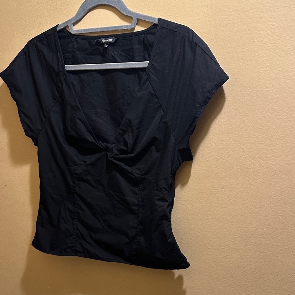 Madewell Elegant Black V-Neck Blouse